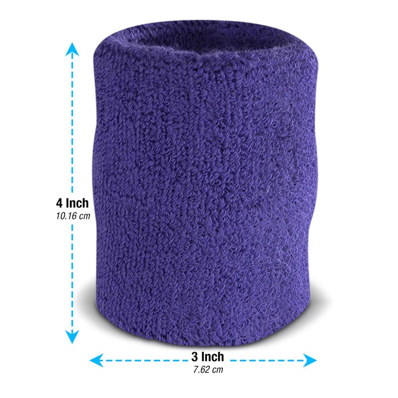 Suddora Arm Sweatbands, Absorbent and Breathable Thick Cotton Bands for Working Out, Gymnastics, Basketball, Tennis, and Football, Multiuse 4-inch Wristbands for Costumes and Cosplay, Purple - Image 4